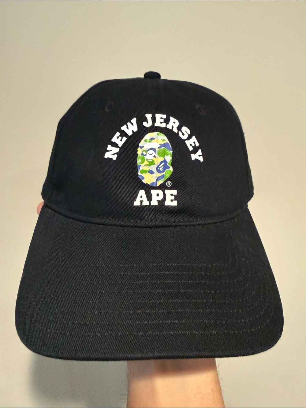 BAPE New Jersey APE Camo Hat Black